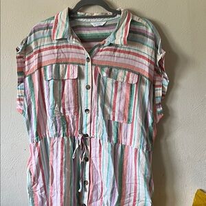 Time & Tru Stripped Pastel Picnic Dress